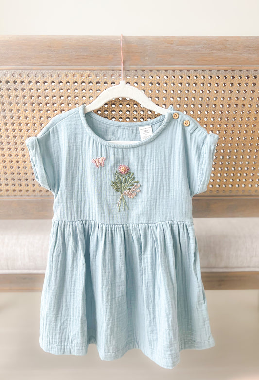 Hand Embroidered Gauze Dress with Bloomers