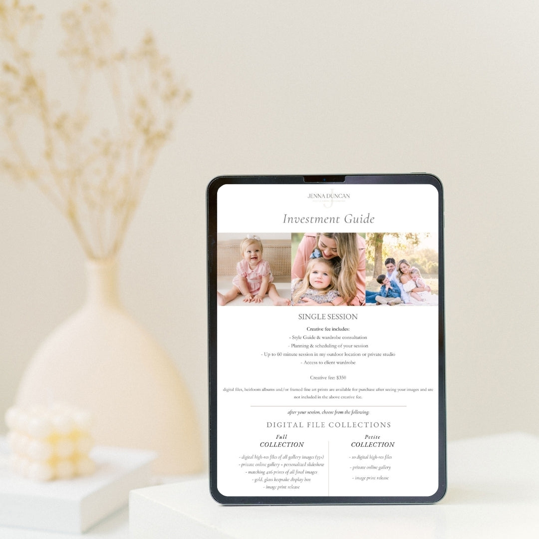Photography Investment Guide CANVA Template