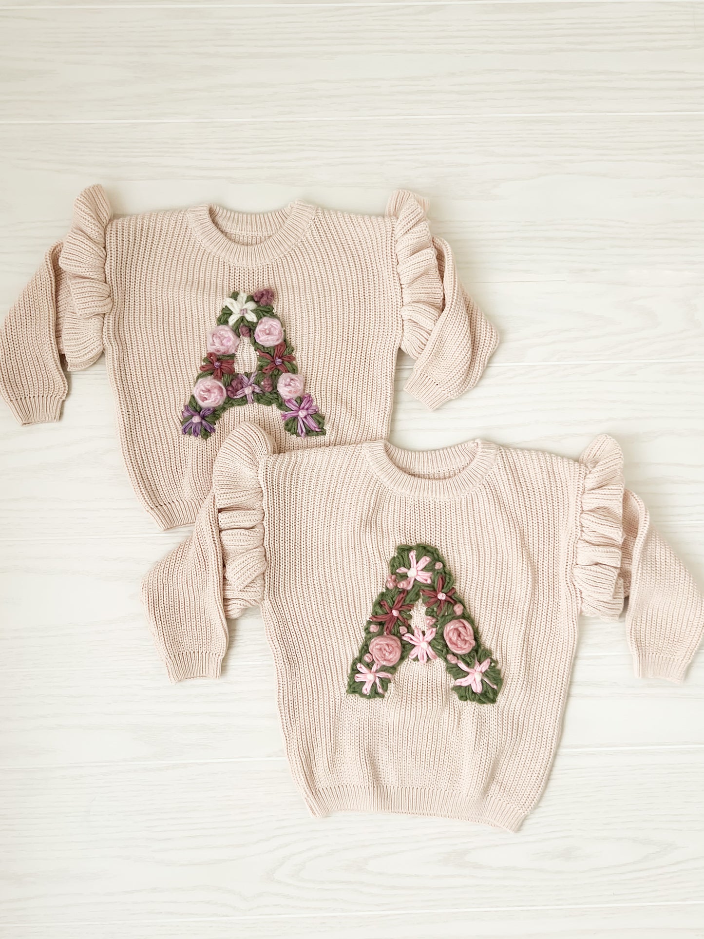 Ruffle Knit Sweater with name OR design