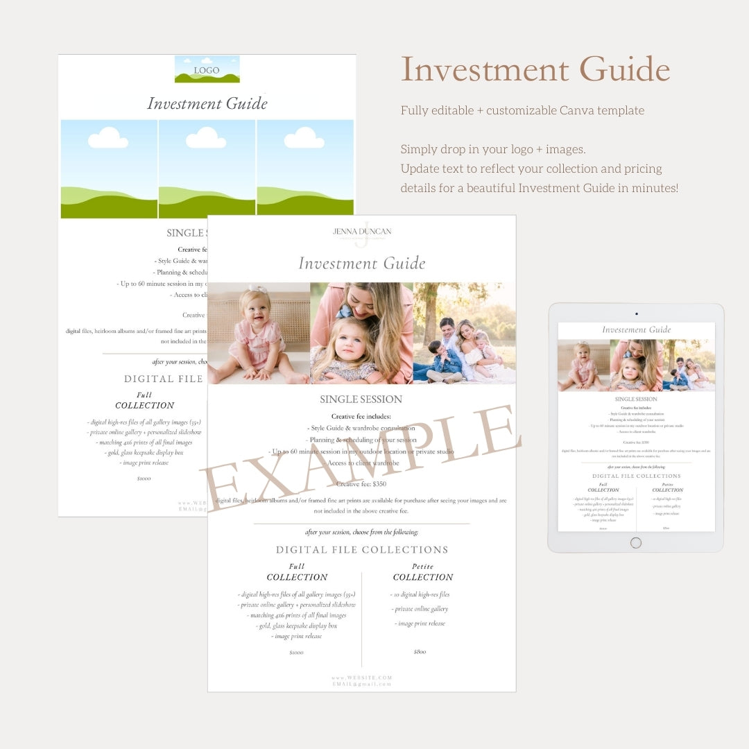 Photography Investment Guide CANVA Template